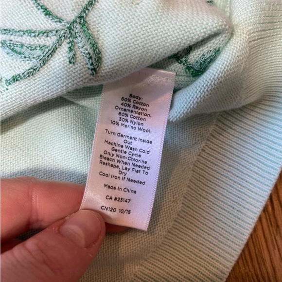 Talbots embroidered crew neck cardigan sweater - Picture 7 of 8